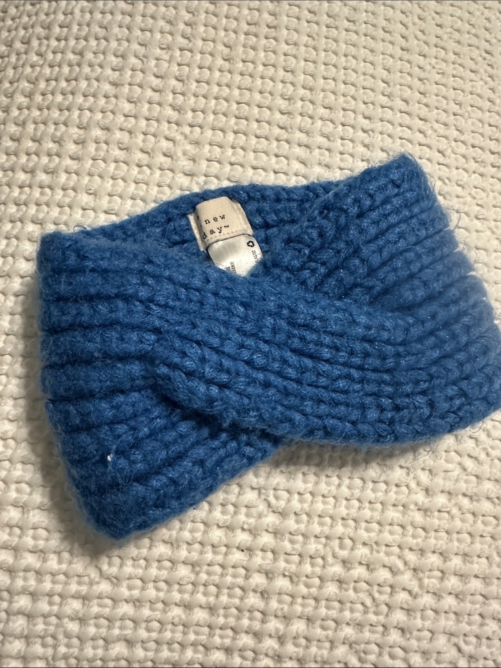 a new day Blue Knitted Twist Headband